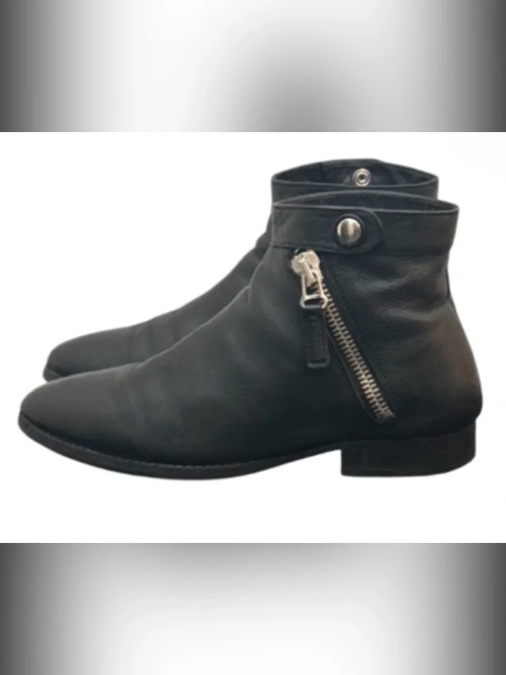 Authentic Aquatalia designer black leather ankle boots sz 8